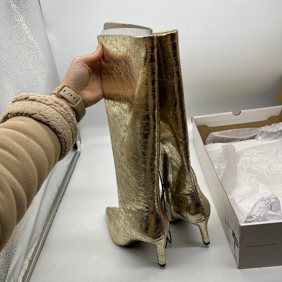 Worthington Womens Pleasant Stiletto Heel Dress Boots Gold Size 6 - Picture 4 of 10